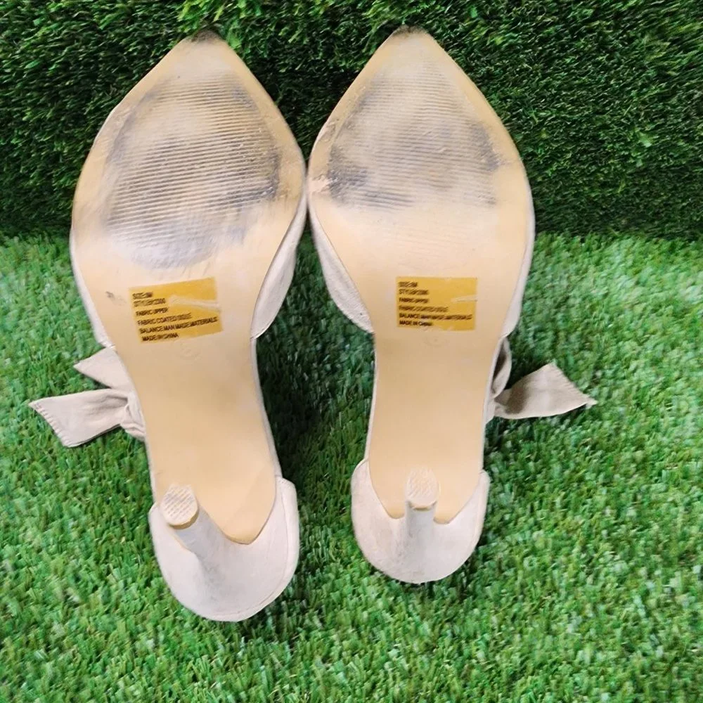 EVA MENDES Suede Tan Pointy Wrap Up Heels in Excellent Condition - Picture 3 of 4